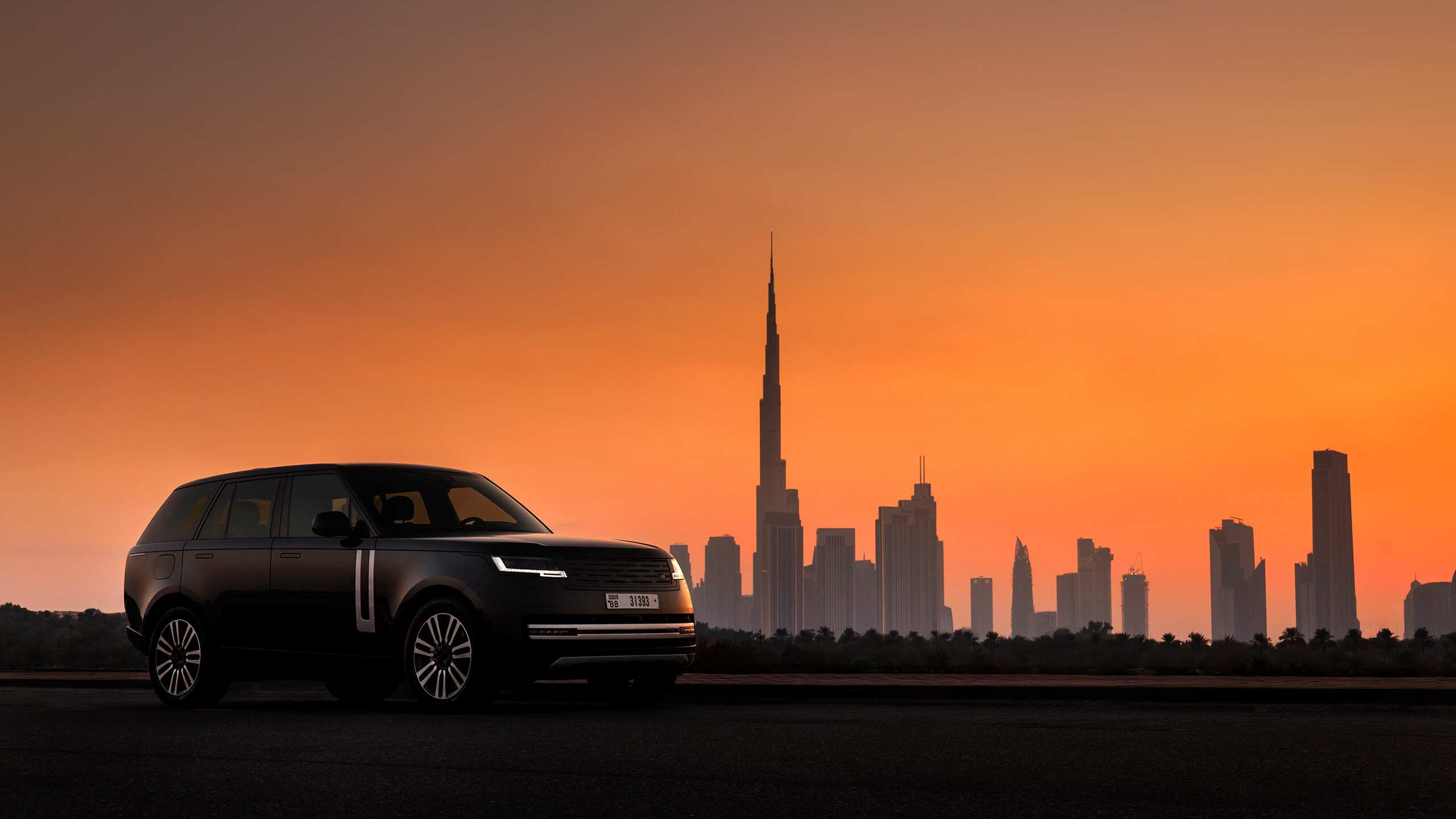 Range Rover parked at city road