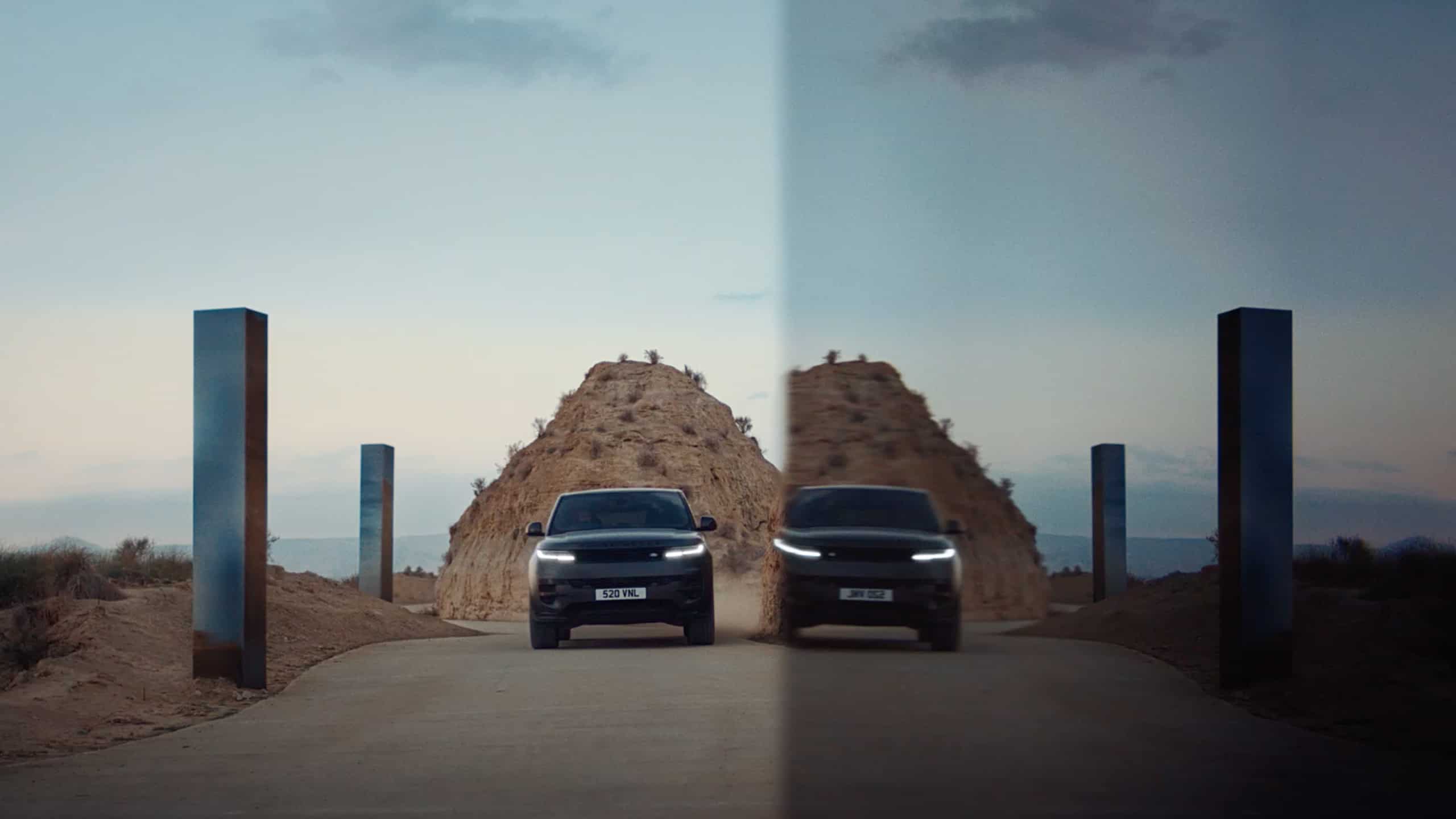 Range Rover Sports driving on road