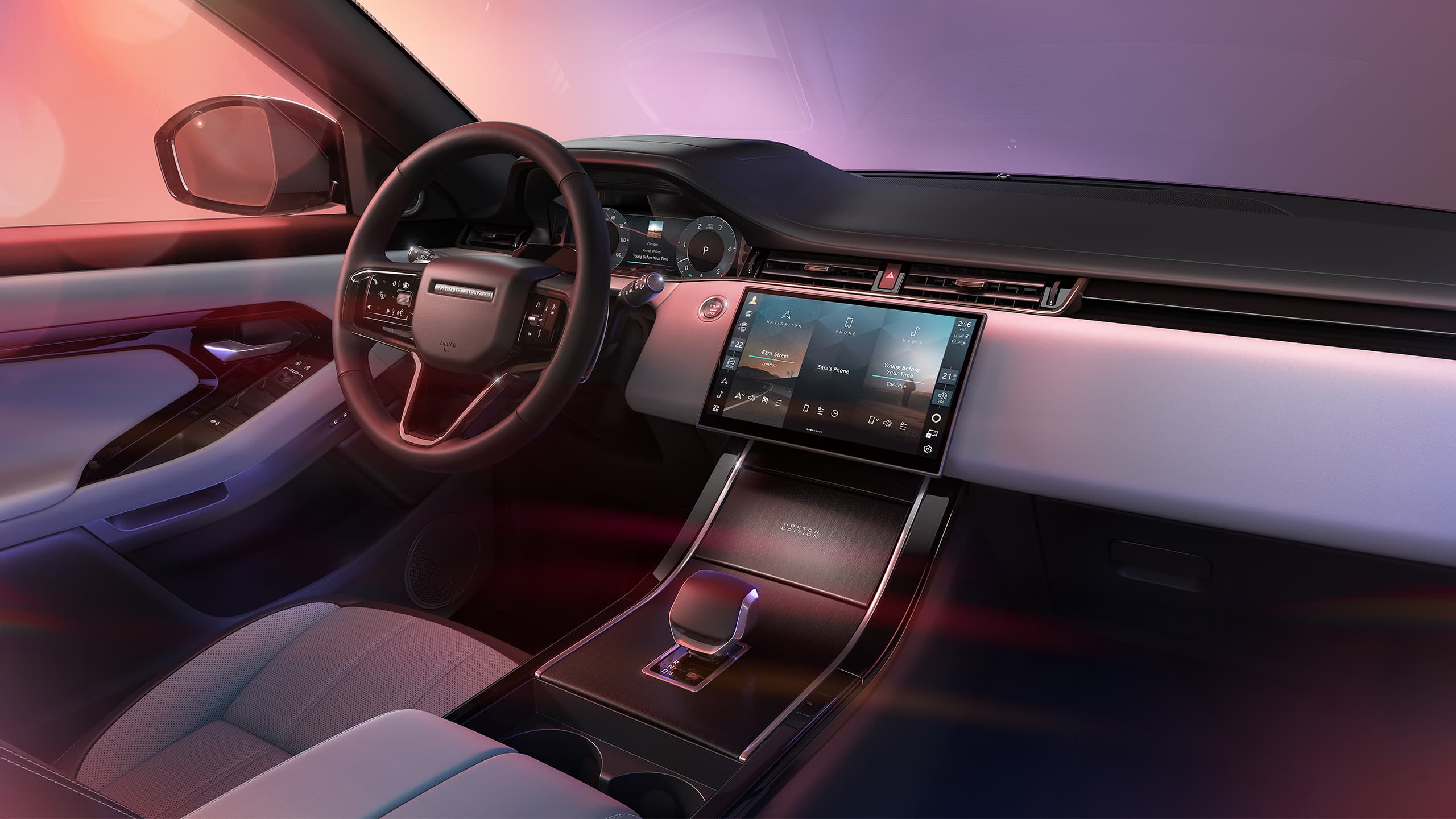 Infosystem display of ranger rover evoque